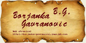 Borjanka Gavranović vizit kartica